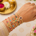 Handcrafted Attractive Rakhi for Brother with Roli Tikka & Card, Pack of 8