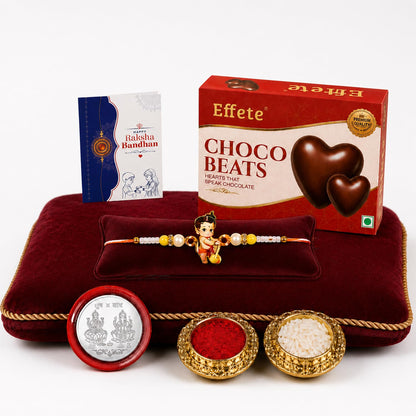 Bal Hanuman Rakhi for Brother with Choco Beats 32gm, Roli Tikka & Card, Pack of 5