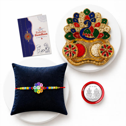Flower Rakhi for Brother with Pooja Thali - Raksha Bandhan Gift Set, Pack of 5