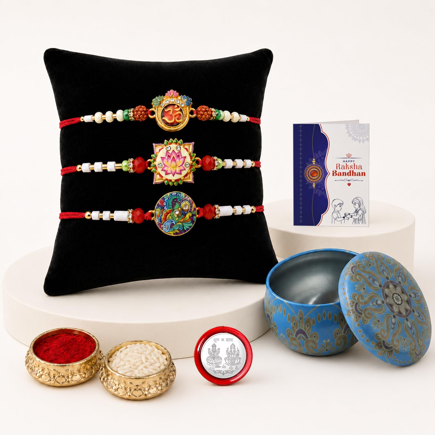 Rakhi for Brother with Storage Organizer - Raksha Bandhan Gift Set, Pack of 7