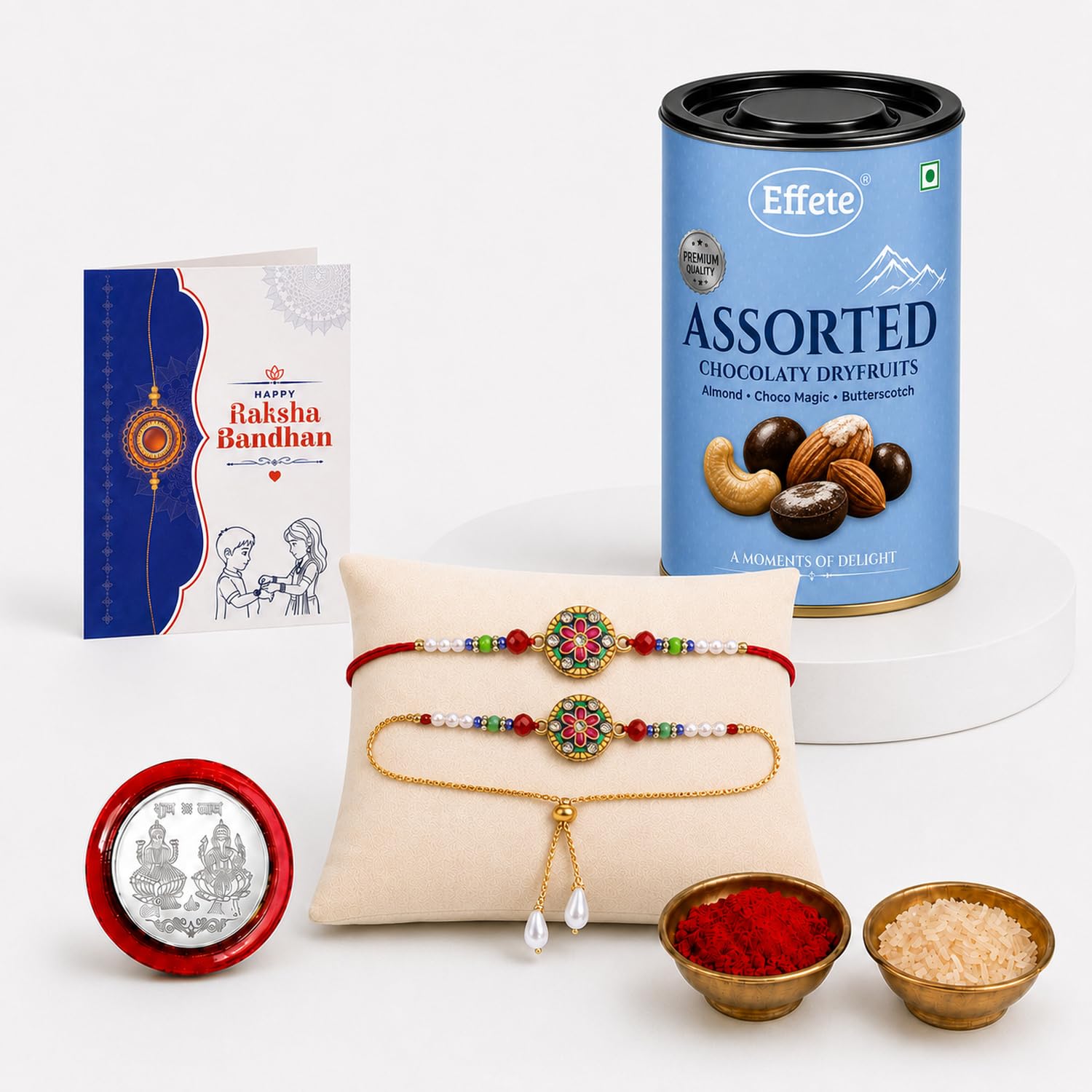 Rakhi for Brother with Dryfruits 96gm - Rakshabandhan Gift Set, Pack of 5
