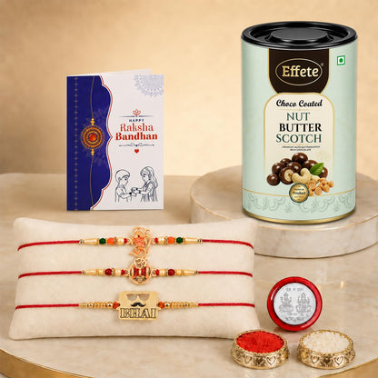 Ganesha, OM Damru Multicolor Rakhi for Brother & Bhaiya | Pack of 7