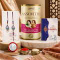 Flower Rakhi for Brother with Emperor Chocolate, Roli Tikka & Card, Pack of 6