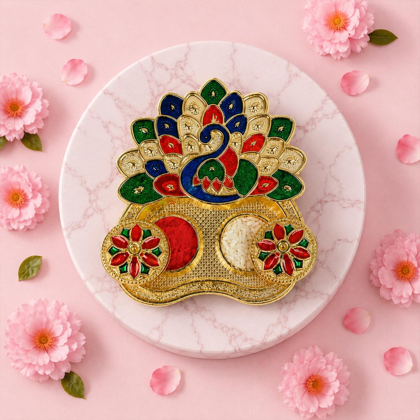 Peacock Multicolor Rakhi for Brother & Bhaiya with Peacock Shape | Pack of 5