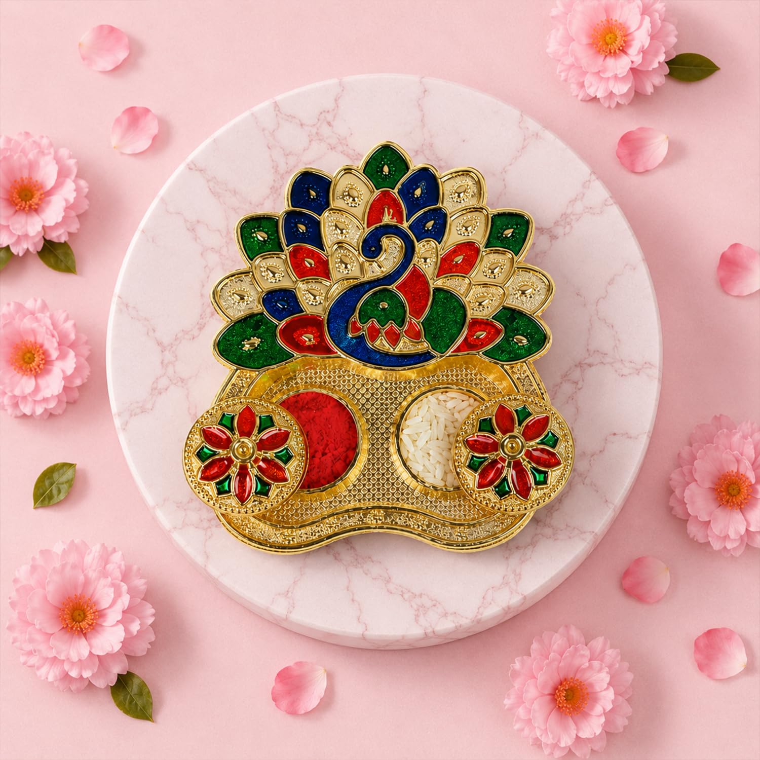 Peacock Multicolor Rakhi for Brother & Bhaiya with Peacock Shape | Pack of 5