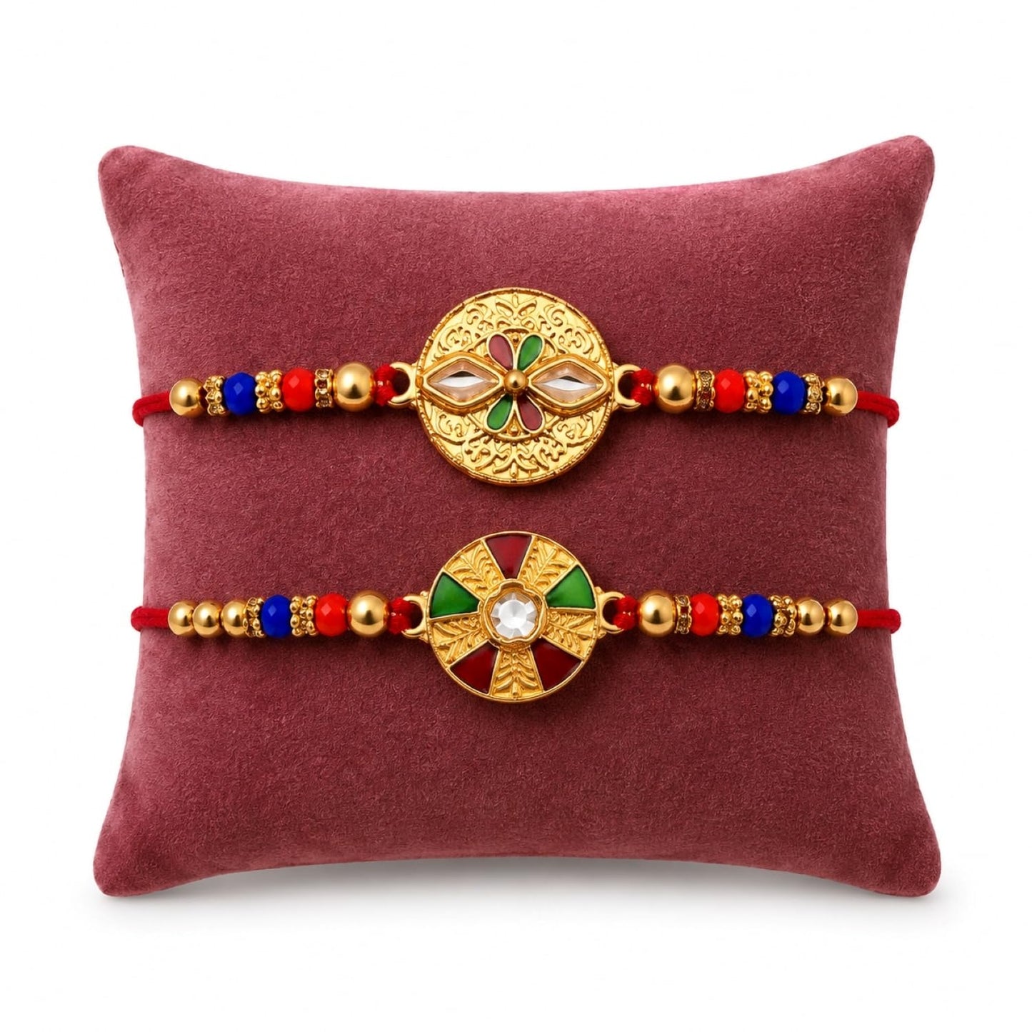 Round Multicolor Rakhi for Brother & Bhaiya with Art Design Pooja | Pack of 6