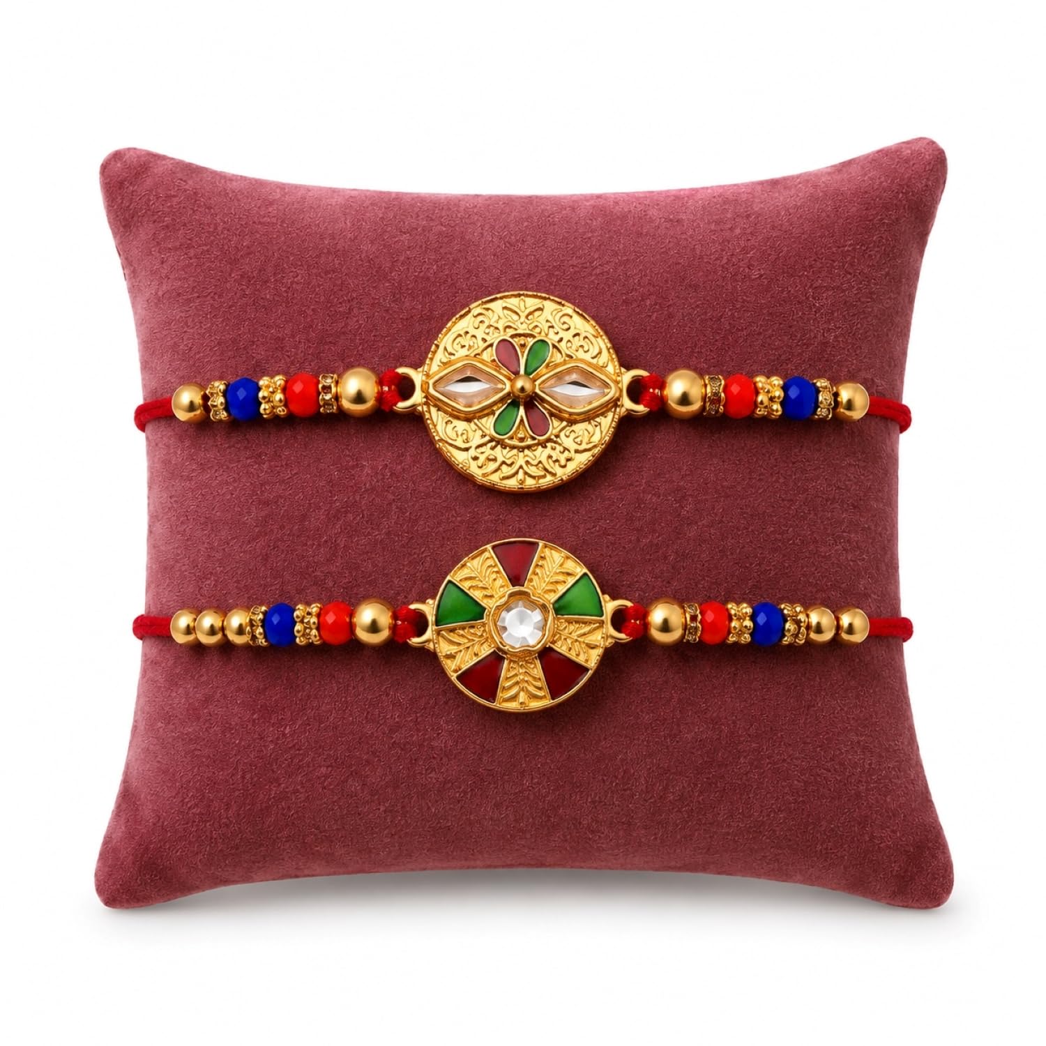 Round Multicolor Rakhi for Brother & Bhaiya with Art Design Pooja | Pack of 6
