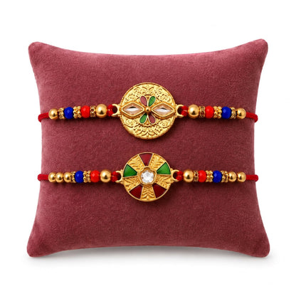 Round Multicolor Rakhi for Brother & Bhaiya with Art Design Pooja | Pack of 6