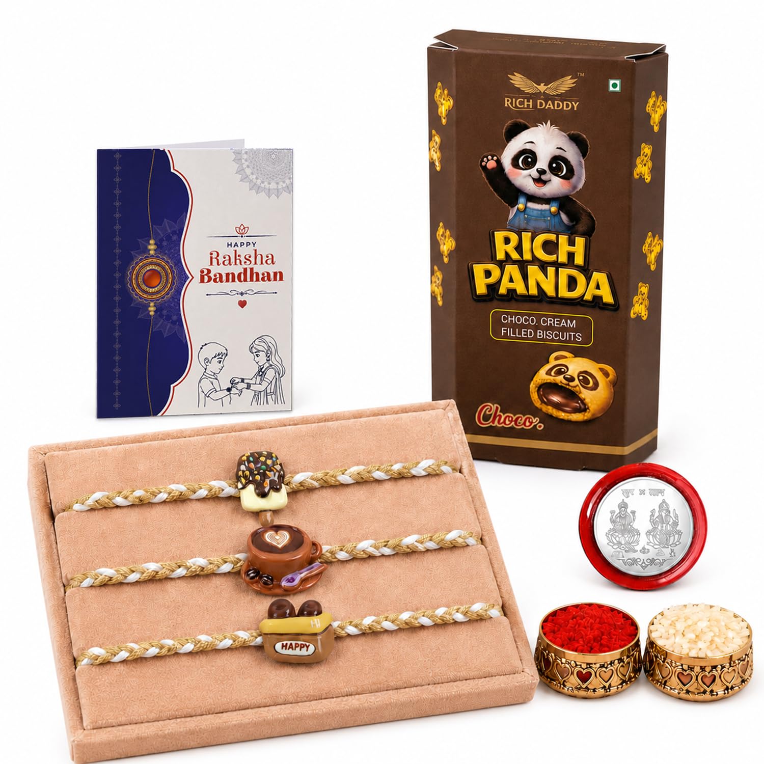 Ice Cream Rakhi for Brother with Biscuit 60gm - Rakshabandhan Gift Set, Pack of 7