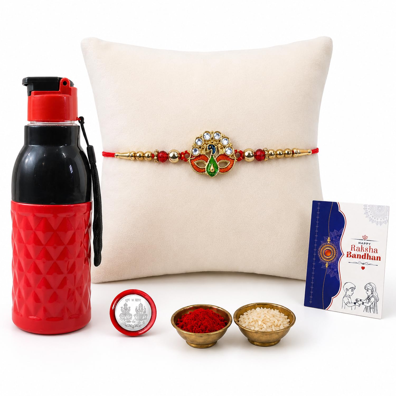Peacock Multicolor Rakhi for Brother & Bhaiya with Sports Water | Pack of 5