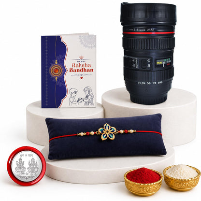 Floral Multicolor Rakhi for Brother & Bhaiya with Camera Lens Shape | Pack of 5