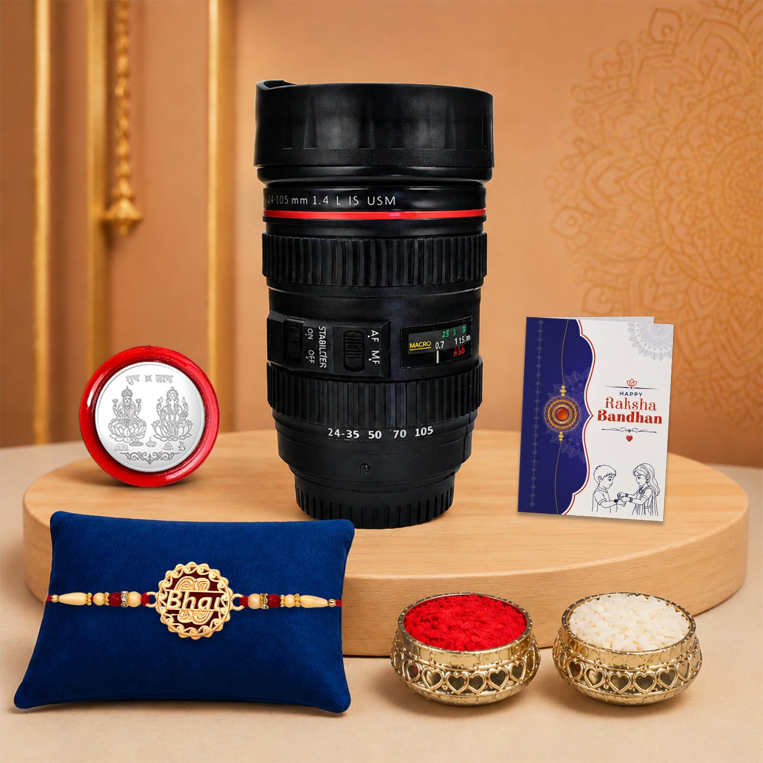 Bhai Rakhi for Brother with Coffee Mug - Raksha Bandhan Gift Set, Pack of 5