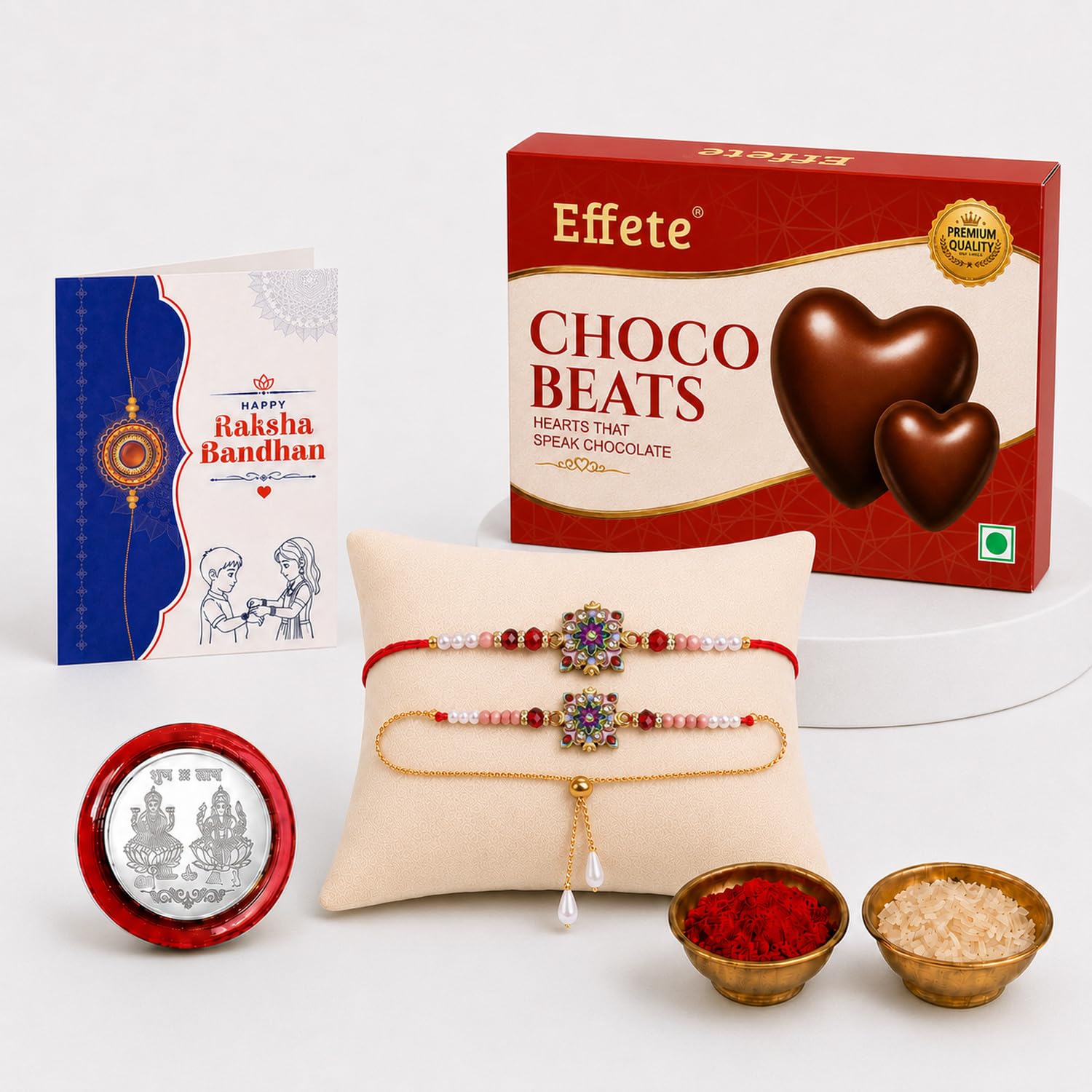 Rakhi for Brother with Chocolate Beats 32gm - Raksha Bandhan Gift Set, Pack of 5