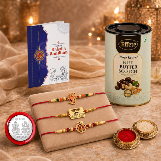 Ganesha Rakhi for Brother with Chocolate 96gm - Rakshabandhan Gift Set, Pack of 7