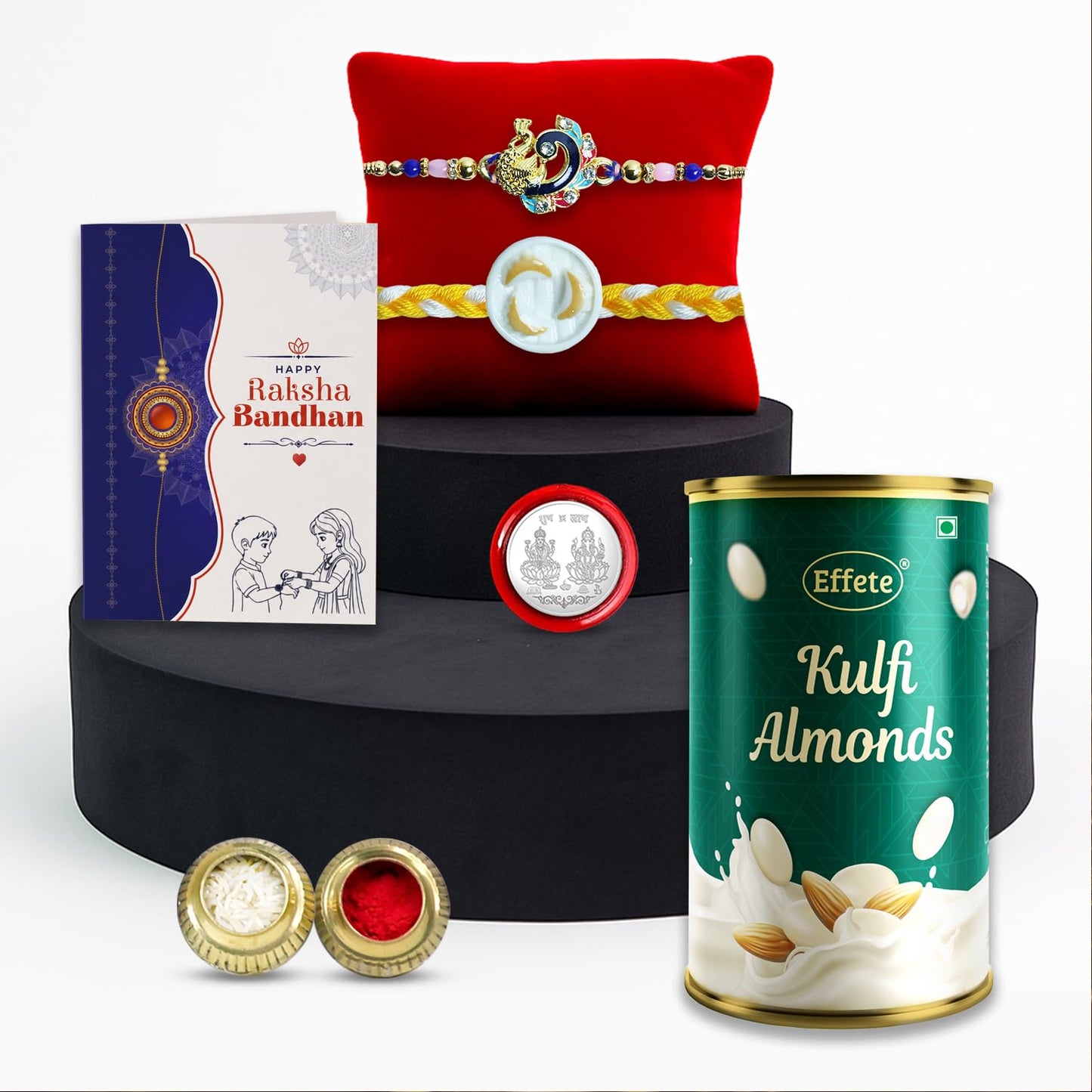 Heartwarming Sibling Rakhi for Brother with Kulfi Almonds 96gm, Pack of 6