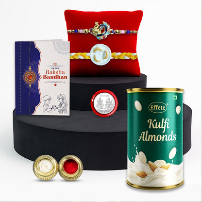 Heartwarming Sibling Rakhi for Brother with Kulfi Almonds 96gm, Pack of 6