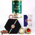 Classic Design Rakhi for Brother with Kulfi Almonds 96gm, Coin & Card, Pack of 5