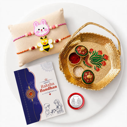 Bunny, Bee Multicolor Rakhi for Brother & Bhaiya with Basket-Topli | Pack of 6