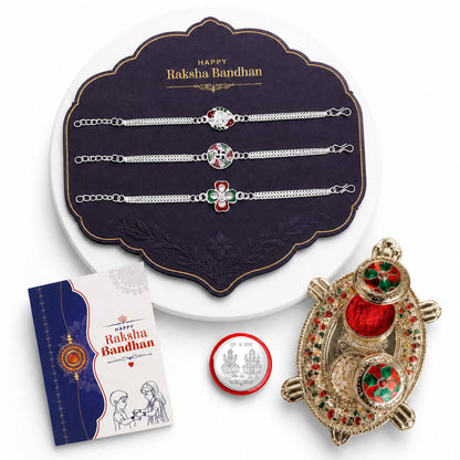 Diety Rakhi for Brother with Pooja Thali - Raksha Bandhan Gift Set, Pack of 7