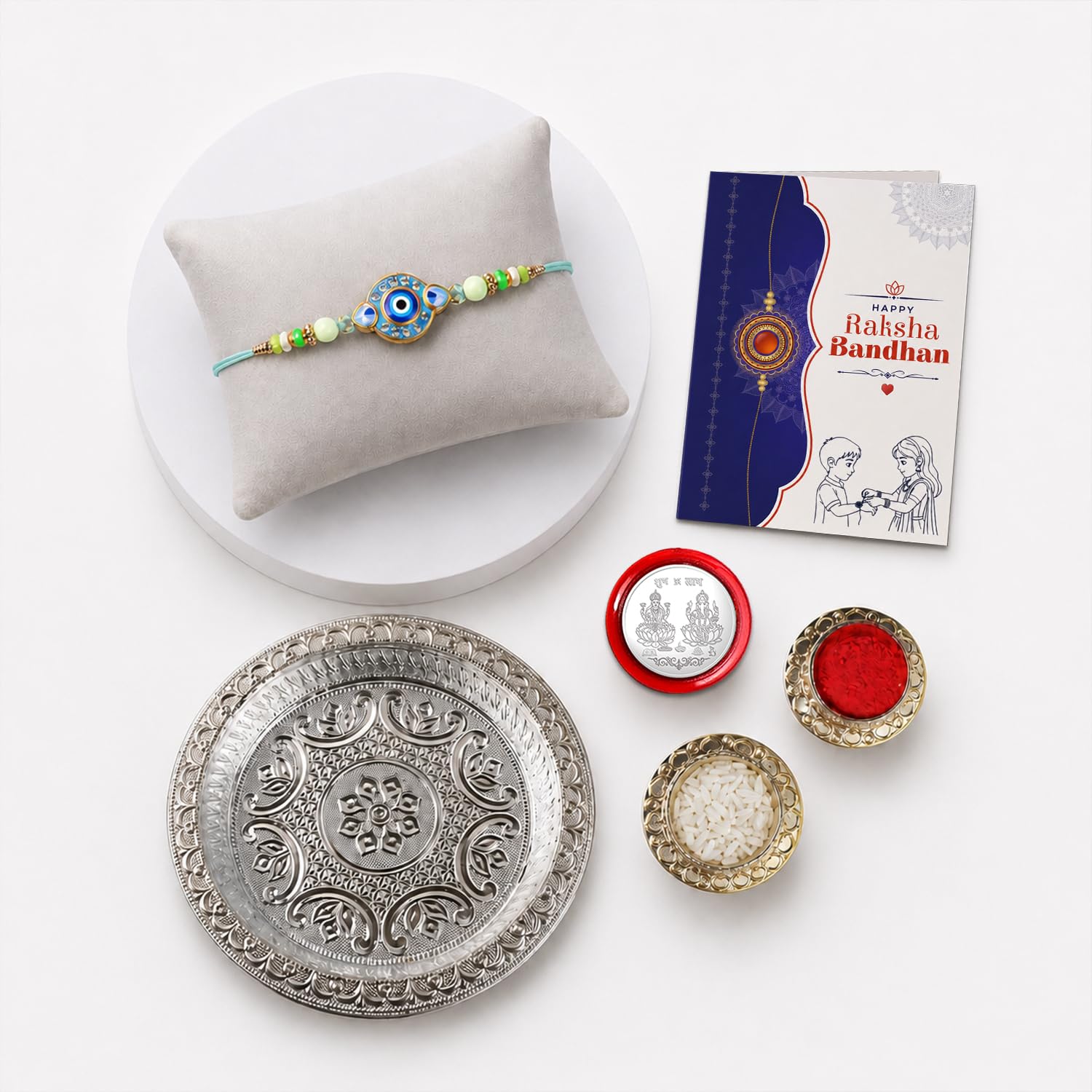 Evil Eye Multicolor Rakhi for Brother & Bhaiya with Silver Color | Pack of 5