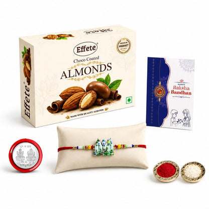 Bird Bro Rakhi for Brother with Choco Almonds 32gm, Roli Tikka & Card, Pack of 5