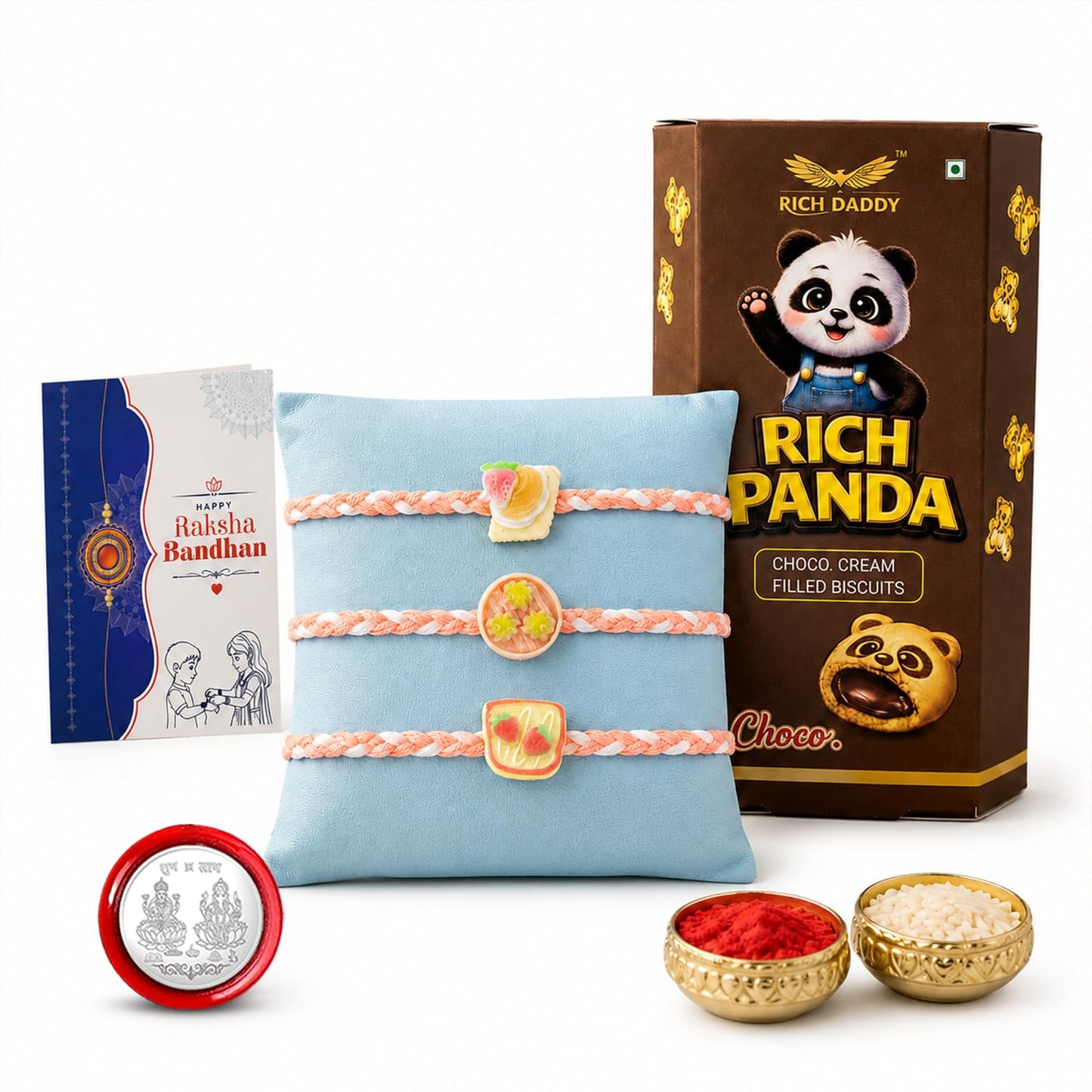 Food Rakhi for Brother with Biscuit 60gm - Rakshabandhan Gift Set, Pack of 7
