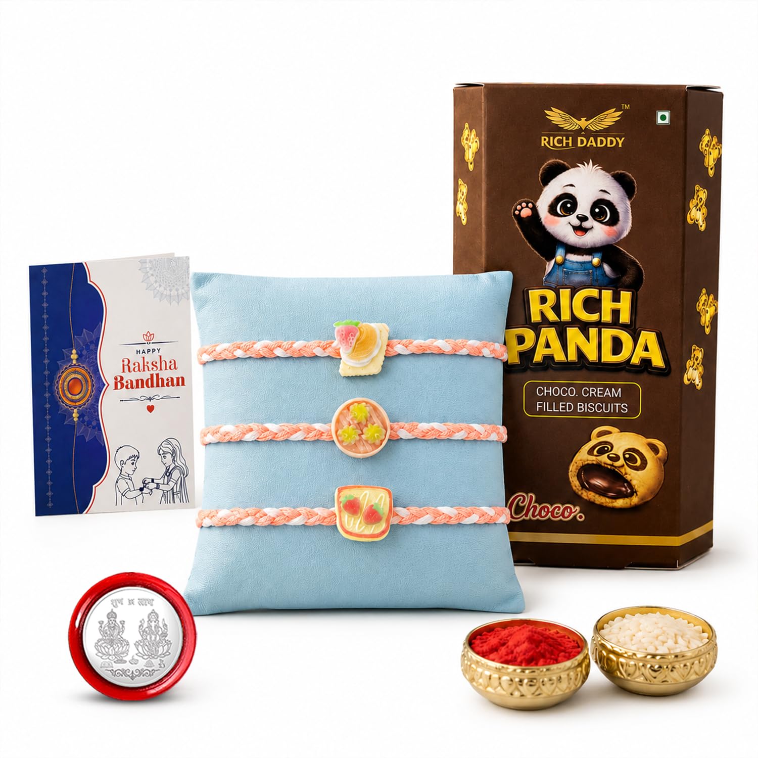 Food Rakhi for Brother with Biscuit 60gm - Rakshabandhan Gift Set, Pack of 7