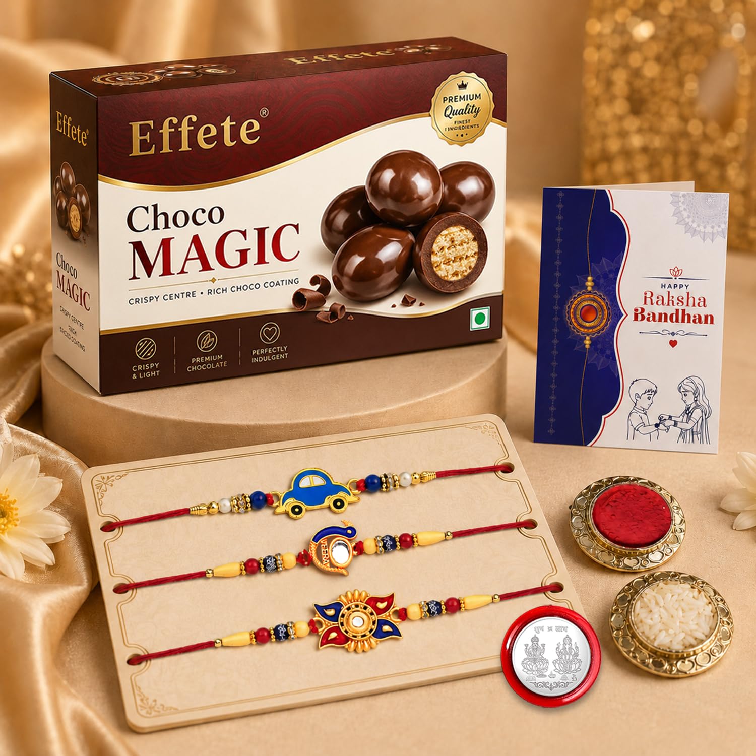 Kids Rakhi for Brother with Chocolate 96gm - Raksha Bandhan Gift, Pack of 7