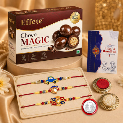 Kids Rakhi for Brother with Chocolate 96gm - Raksha Bandhan Gift, Pack of 7