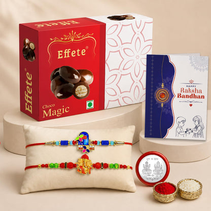Shivling Rakhi for Brother with Choco Magic 32gm, Roli Tikka & Card, Pack of 6