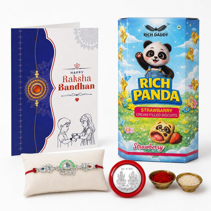 Kanha Rakhi for Brother with Strawberry Biscuit 60gm, Coin & Card, Pack of 5