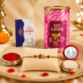 Peacock Rakhi for Brother with Rose Almond 96gm, Roli Tikka & Card, Pack of 5