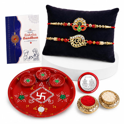 Designer Elegant Multicolor Peacock & OM Rakhi for Brother Bhaiya | Pack of 6