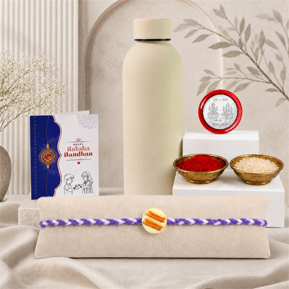 Sweet Rakhi Combo - Raksha Bandhan Gift with SS Water Bottle 500ml, Pack of 5 | Rakhi Gift