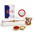 Rakhi for Brother – Ganesh Idol Beautiful Rakhi with Silver Color Pooja Coin