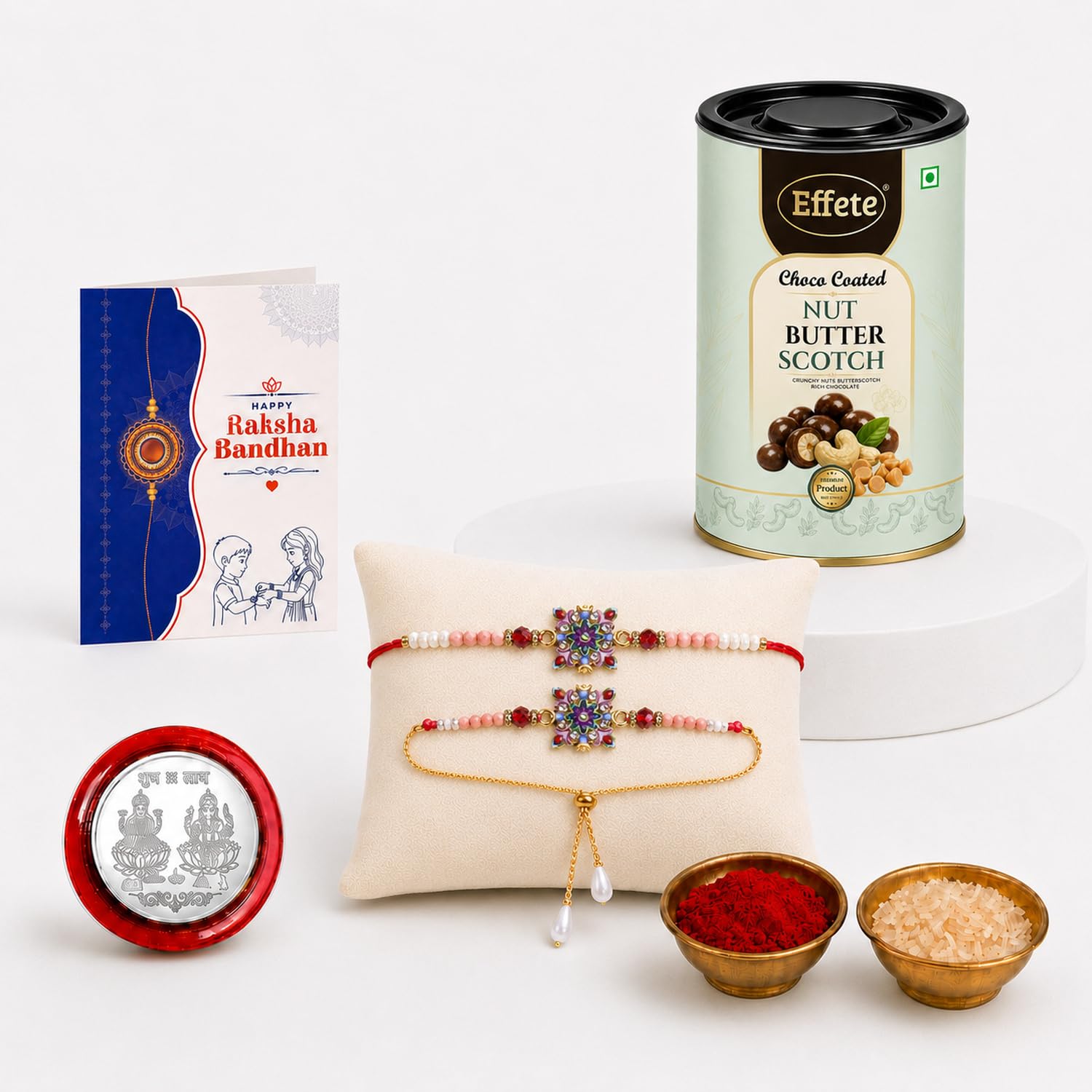 Rakhi for Brother with Butter Scotch 96gm - Raksha Bandhan Gift, Pack of 5