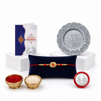 Om Multicolor Rakhi for Brother & Bhaiya with Pooja Thali - Raksha | Pack of 5