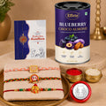Heart-shaped Rakhi for Brother with Blueberry Almond 96gm, Roli Tikka | Pack of 7