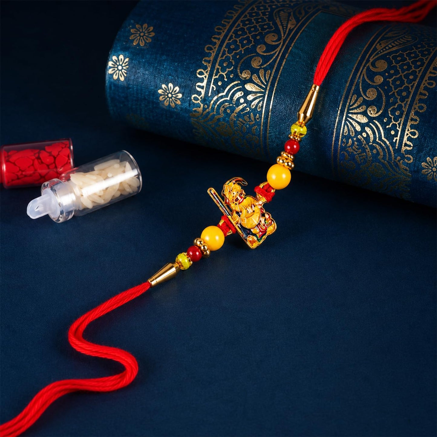 Rakhi for Brother with Silver Pooja Thali - Raksha Bandhan Gift Set, Pack of 7