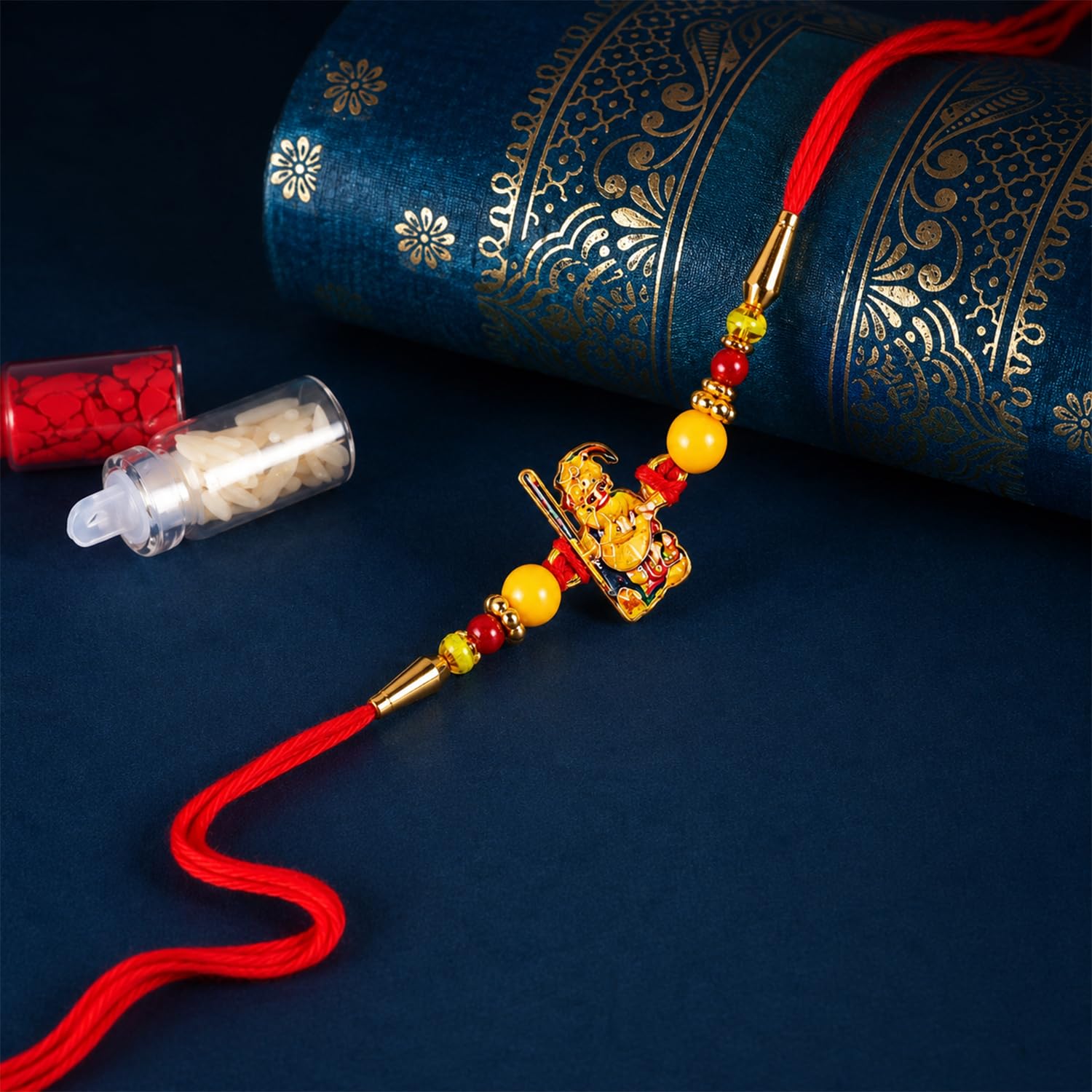 Rakhi for Brother with Silver Pooja Thali - Raksha Bandhan Gift Set, Pack of 7