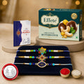 Rakhi Gift Combo – Flower Evil Eye with Choco Butterscotch Pack of 7