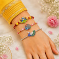 Designer Elegant Multicolor Trishul Rakhi for Brother with Roli Tikka | Pack of 6