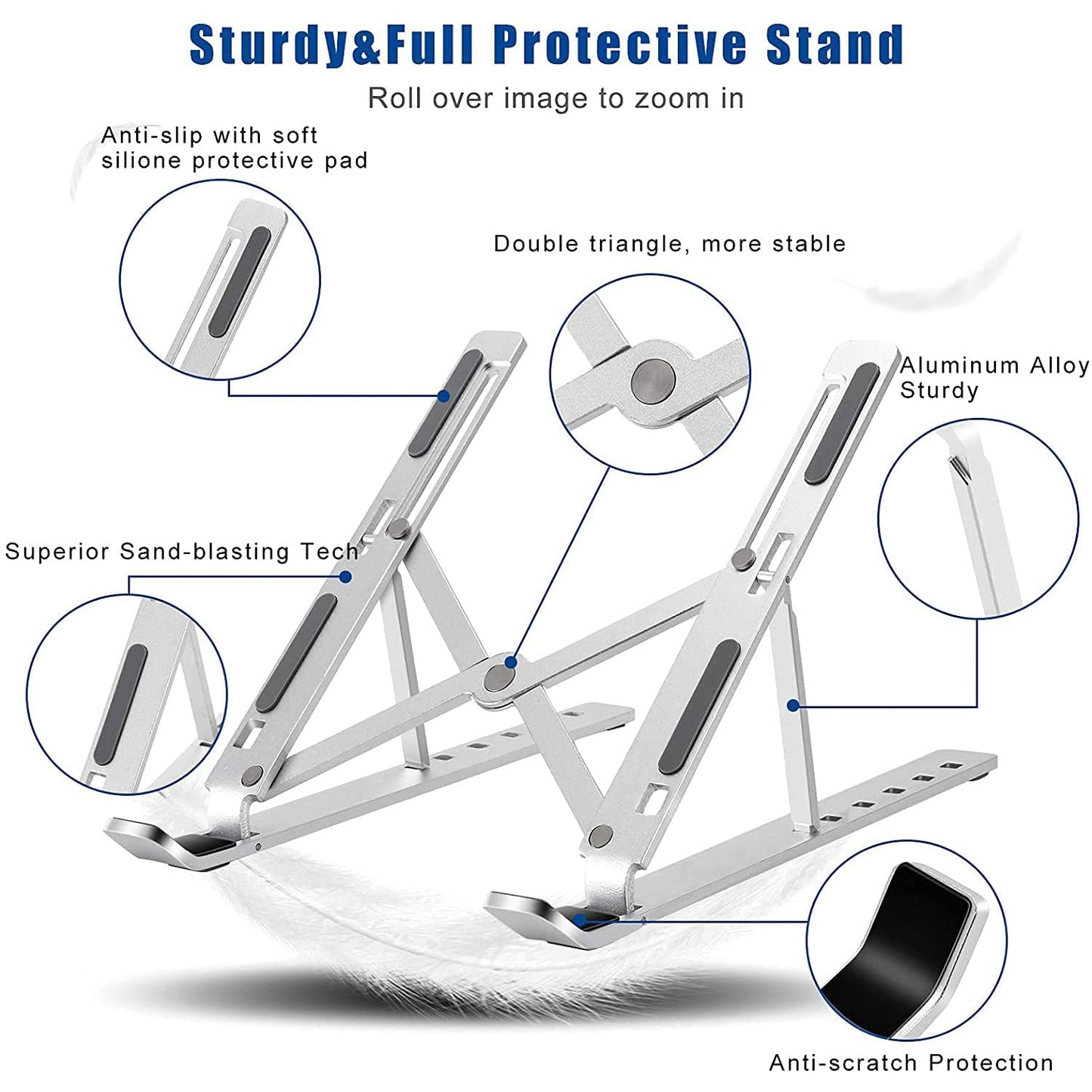 Metal Portable Laptop Stand – 6-Angle Adjustable Riser for Laptops, Phones & Tablets