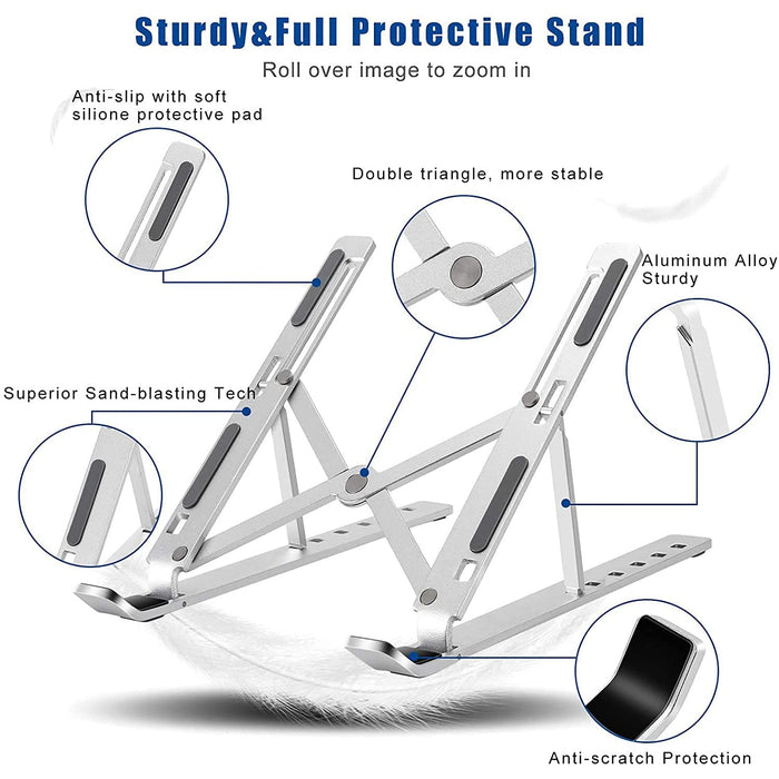 Laptop Stand for Desk | Metal Portable Laptop Stand, with 7 Adjustable Angles | Laptop Riser, Phone, and Tablet Stand | Compatible for All Laptop