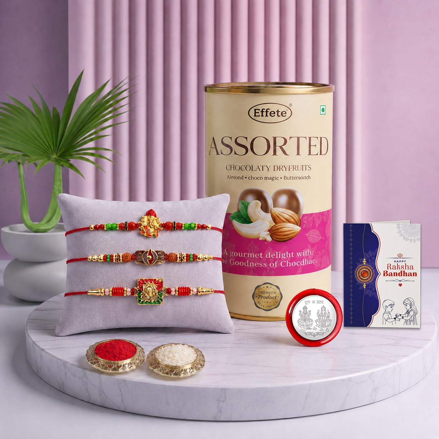 Rakhi for Brother with Chocolate Emperor Box - Raksha Bandhan Gift Set, Pack of 7