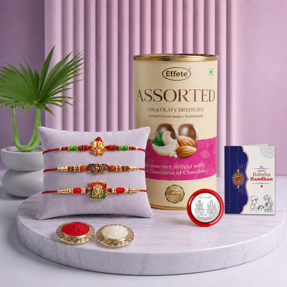 Rakhi for Brother with Chocolate Emperor Box - Raksha Bandhan Gift Set, Pack of 7