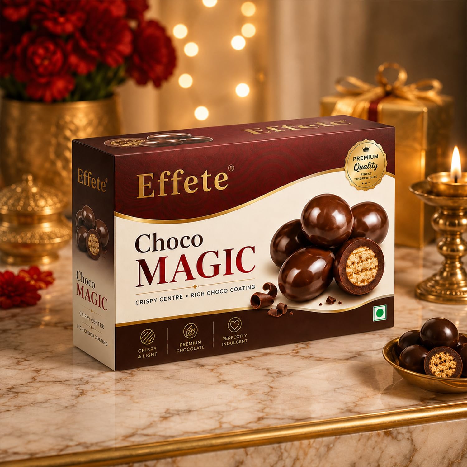 Designer Rakhi for Brother with Choco Magic 32gm, Roli Chawal & Card, Pack of 5