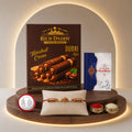OM Rakhi for Brother with Hazelnut Wafer Rolls, Roli Tikka & Card | Pack of 5