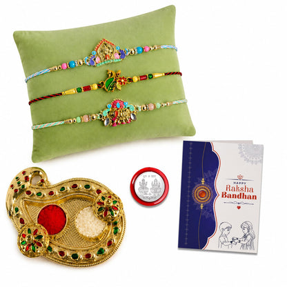 Rainbow color, Bird, Rainbow color Multicolor Rakhi for Brother | Pack of 7