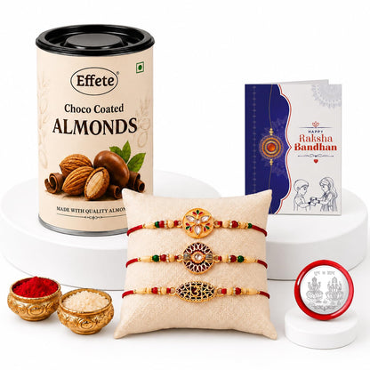 Round Rakhi for Brother with Chocolate 96gm - Rakshabandhan Gift Set, Pack of 7